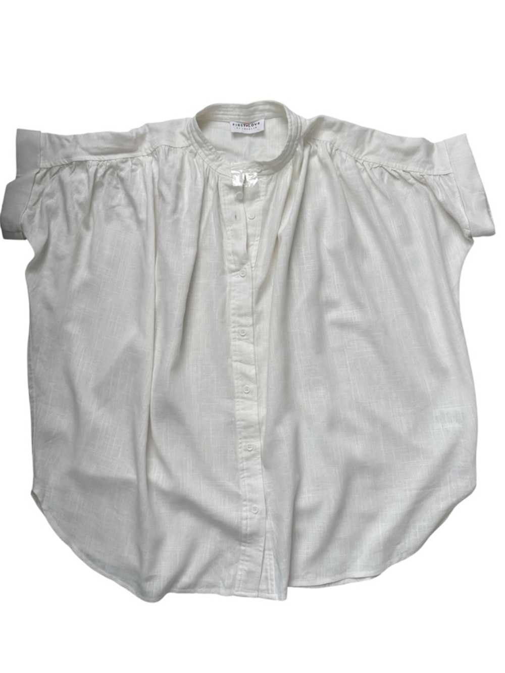 New! First Love cream linen blend button down flowy top S